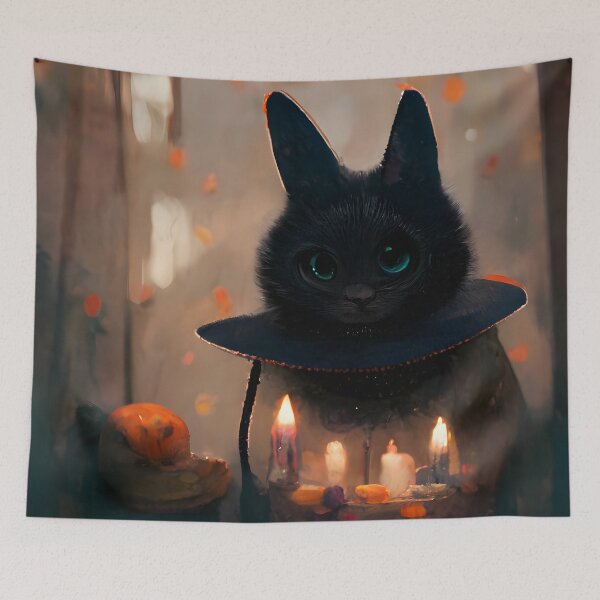 Item preview, Spooky Halloween Black Cat Witch designed and sold by MythicPrompts.