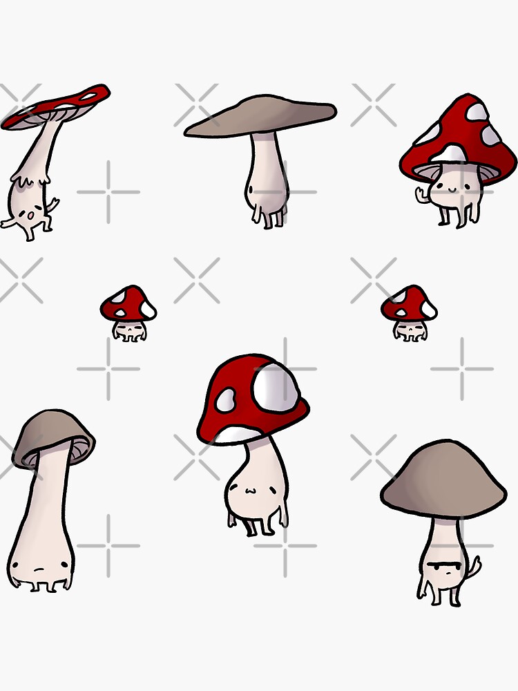"Cute and Simple Mushrooms with Faces" Sticker for Sale by SydneyMaeBee