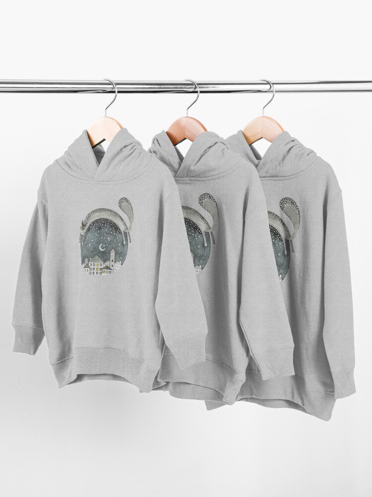 Alternate view of Cat and a night town Toddler Pullover Hoodie