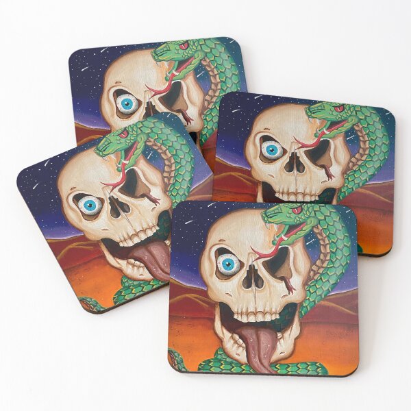 Item preview, Desert Omen | Skull and Snake Acrylic on Canvas Painting designed and sold by laureras.