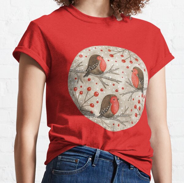 Robins and red berries Classic T-Shirt