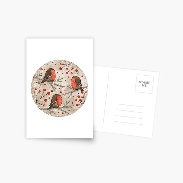 Robins and red berries Postcard