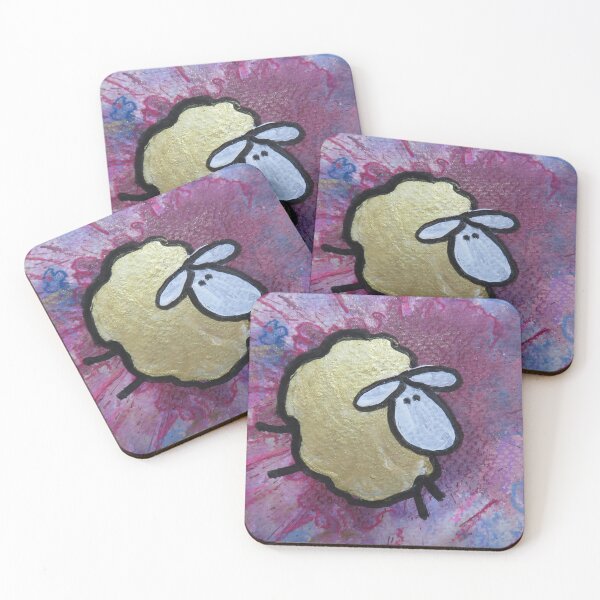 Item preview, UnFolding the Ewe-niverse #24 mixed media and ink painting of sheep designed and sold by ChillonLeachArt.
