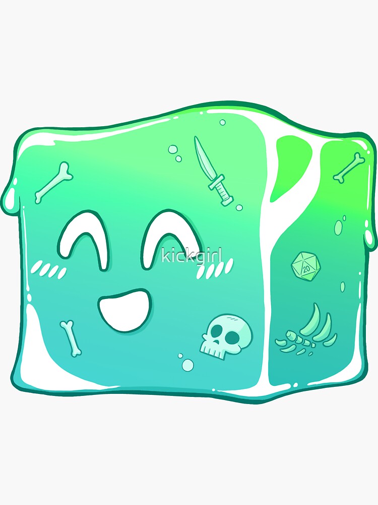 "Giggly Gelatinous Cube Cute D&D Adventures" Sticker for Sale by