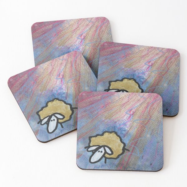 Item preview, UnFolding the Ewe-niverse #21 mixed media and ink painting of sheep designed and sold by ChillonLeachArt.