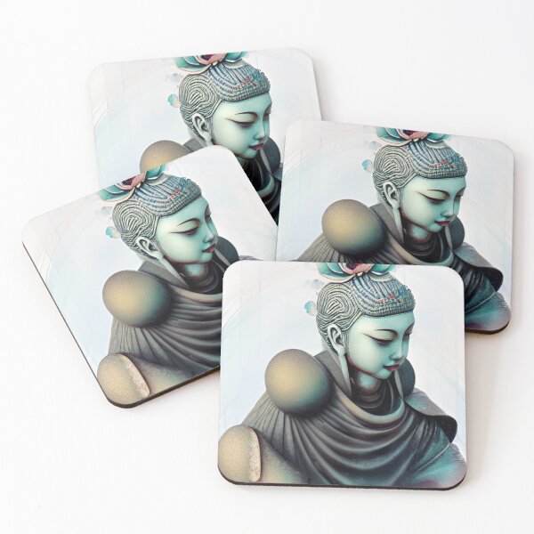 Item preview, Original Chinese Buddha Concept Art Digital Illustration Fantasy Portrait Asian Beauty Abstract Mystical Authentic Korean Japanese Traditional Ink Painting Face Mask Hanya Tattoo Character Design designed and sold by S Y N T H R E A L M.