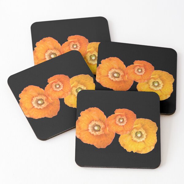 Item preview, wild bright  sunny yellow poppy flowers in black background. Photo art. designed and sold by naturematters.