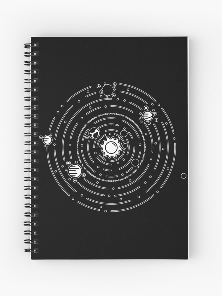 Solar System Line Art Chart Graphic Spiral Notebook