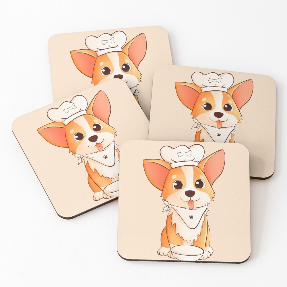 Cooking Corgi Coasters (Set of 4)