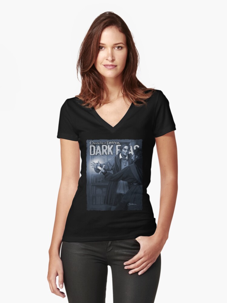 Thumbnail 1 of 3, Fitted V-Neck T-Shirt, Dark Eras Art: Requiem for Regina designed and sold by TheOnyxPath.