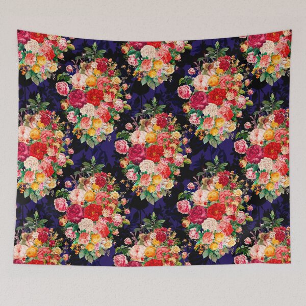 Artikelvorschau, Blumen in einem Rautenmuster, dekoratives Muster, modernes Design, Blumen-Repeat-Muster, dunkelblaues Blumenmuster entworfen und verkauft von ZeinabTaha.