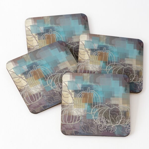 Item preview, Sabrina Farmer Art - Fall Pumpkins - Geometric Aqua Gold Plum designed and sold by sabrinart42.