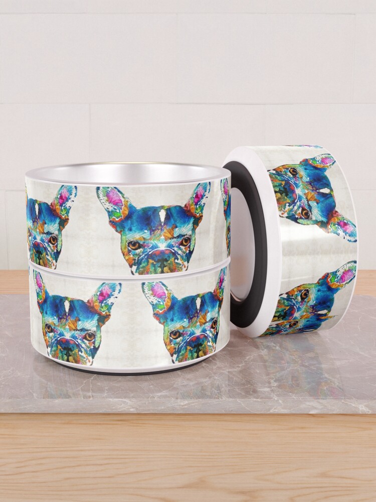 Alternate view of Colorful French Bulldog Dog Art By Sharon Cummings Pet Bowl