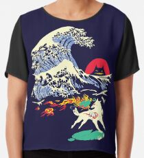 The Great Wave off Oni Island Chiffon Top