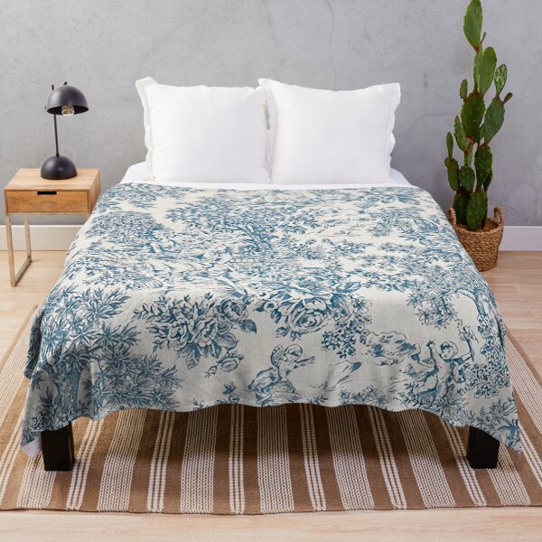 Item preview, Powder Blue Romantic Flowers French Toile Design designed and sold by IZiets.