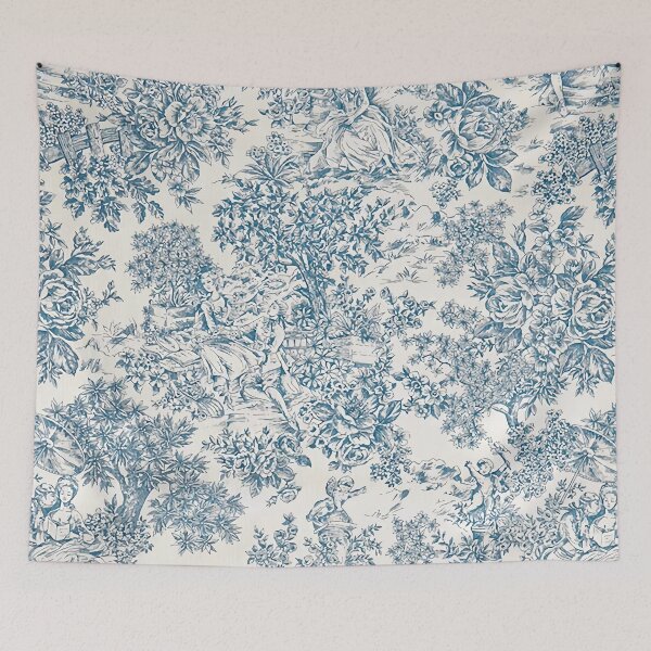 Item preview, Powder Blue Romantic Flowers French Toile Design designed and sold by IZiets.