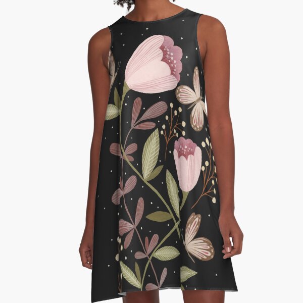 Flowers and butterflies A-Line Dress