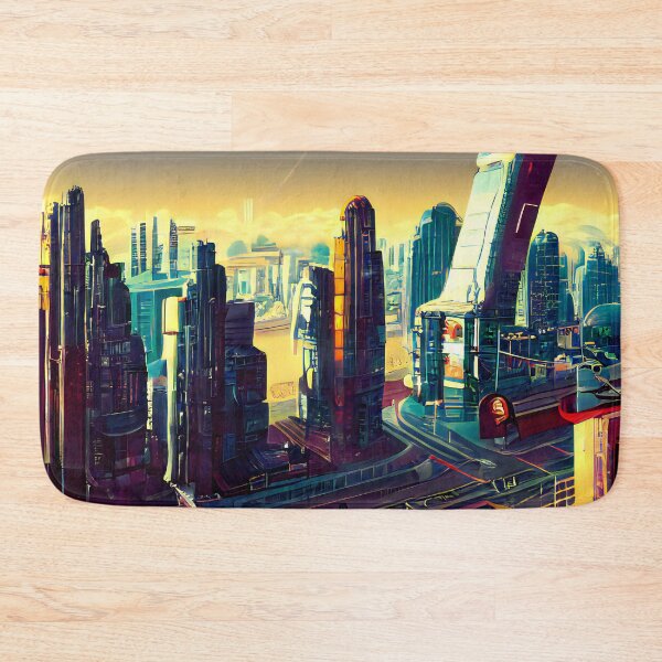 Item preview, Retro Future Cityscape, Thriving Metropolis, Fantasy Art designed and sold by Itaya Art.