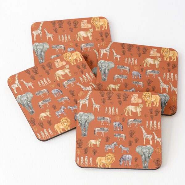 Item preview, African Savannah Wildlife Pattern with Lions, Elephants, Zebras, Meerkats, and Wildebeest designed and sold by Thomas Dossman.
