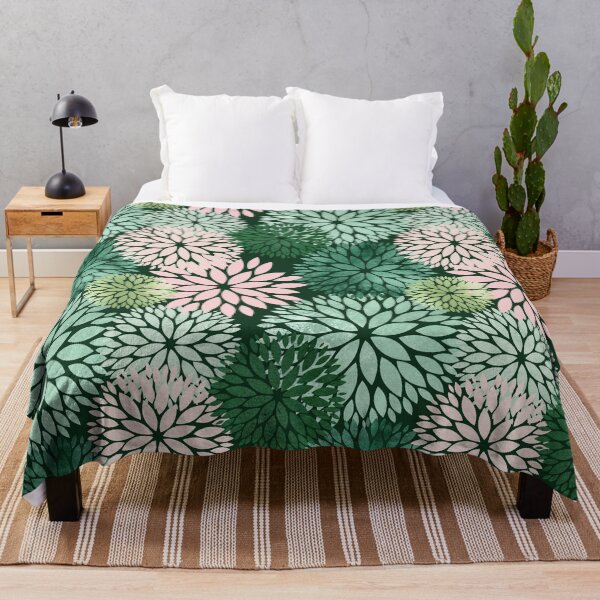 Item preview, Glam Green Dahlia Floral Pattern designed and sold by Strawflower Oasis.