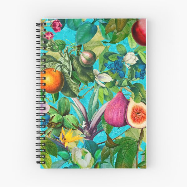 Item preview, Trendy exotic tropical floral leaves and fruits tropical pattern, botanical illustration, turquoise floral illustration designed and sold by ZeinabTaha.