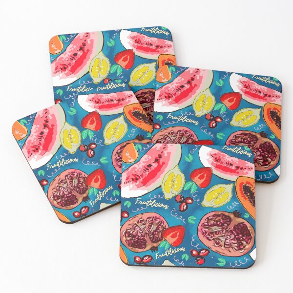 Item preview, Trendy blooming tropical fruits pattern, botanical illustration, turquoise blue floral illustration    designed and sold by ZeinabTaha.