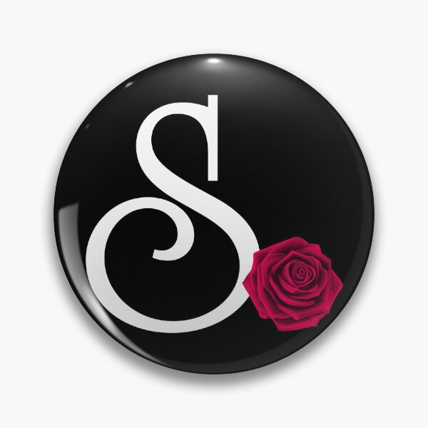 Artikelvorschau, Monogramm-Anfangsbuchstabe S mit roter Rose auf schwarzem Hintergrund entworfen und verkauft von PMDConcepts.