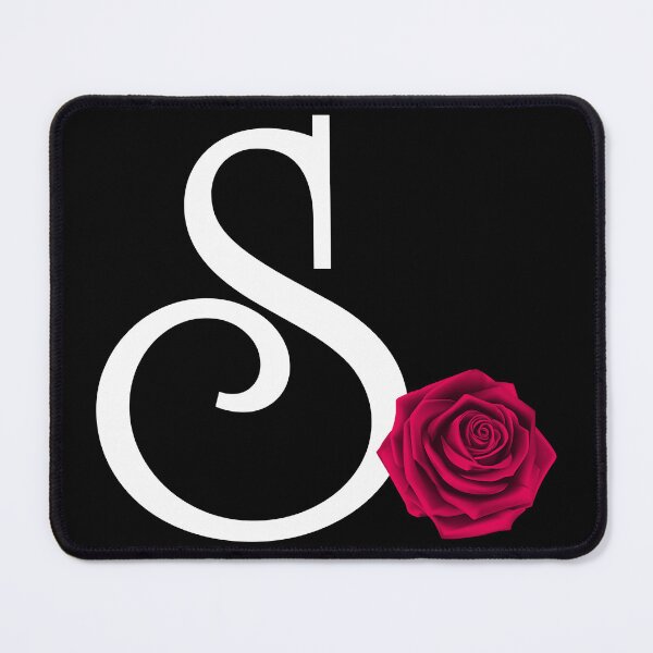 Item preview, Monogram Initial Letter S with Red Rose on Black Background designed and sold by PMDConcepts.