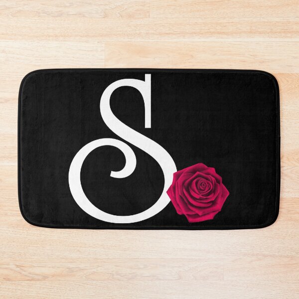 Item preview, Monogram Initial Letter S with Red Rose on Black Background designed and sold by PMDConcepts.