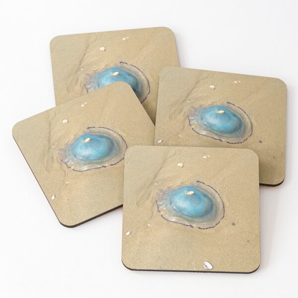 Item preview, Blue Jellyfish and little shell friend - Scheveningen Beach designed and sold by PurplePea319.