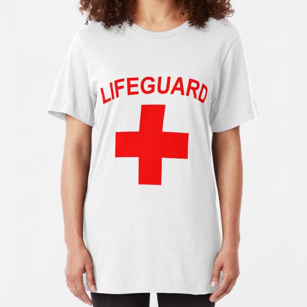 Party Costume Halloween Life Guard Red Cross Mens White Long Sleeve T-Shirt