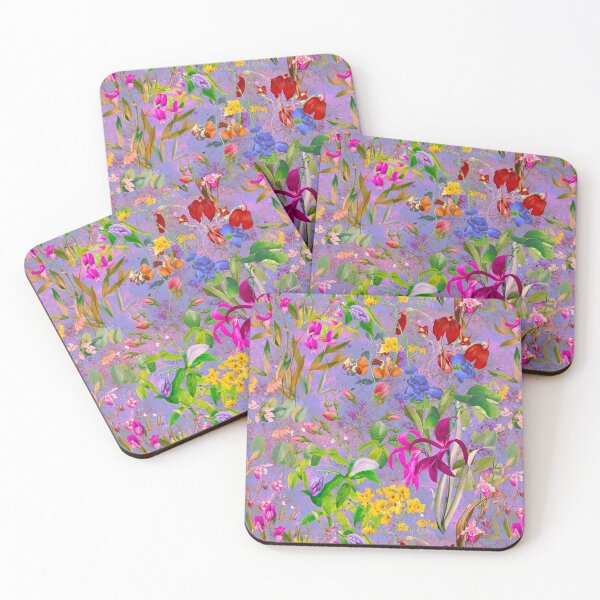 Artikelvorschau, Blumenblüten und Blumen exotischer Garten, Rosen und Blumen, botanisches Muster, Blumenillustration, Pflanzenmuster, lila Blumen entworfen und verkauft von ZeinabTaha.