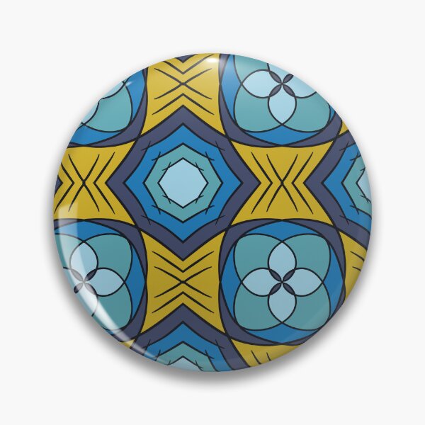 Item preview, Cool blues with yellow, unique hand drawn geometric repeating pattern - WelshDesigns designed and sold by welshdesigns.