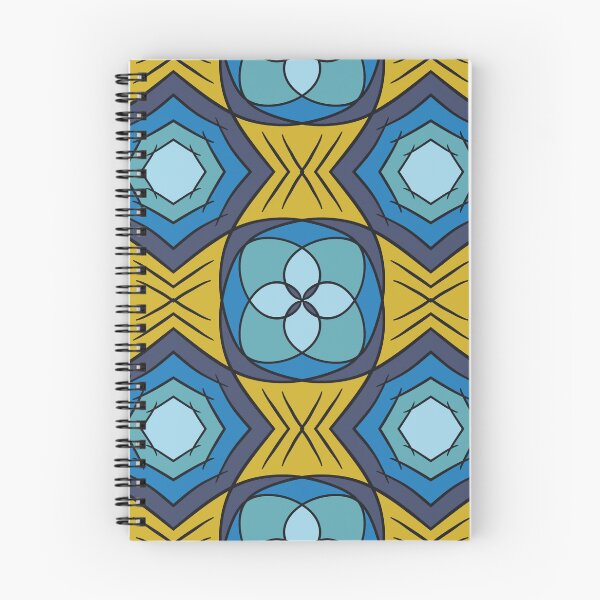 Item preview, Cool blues with yellow, unique hand drawn geometric repeating pattern - WelshDesigns designed and sold by welshdesigns.