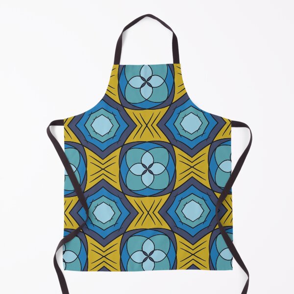 Item preview, Cool blues with yellow, unique hand drawn geometric repeating pattern - WelshDesigns designed and sold by welshdesigns.