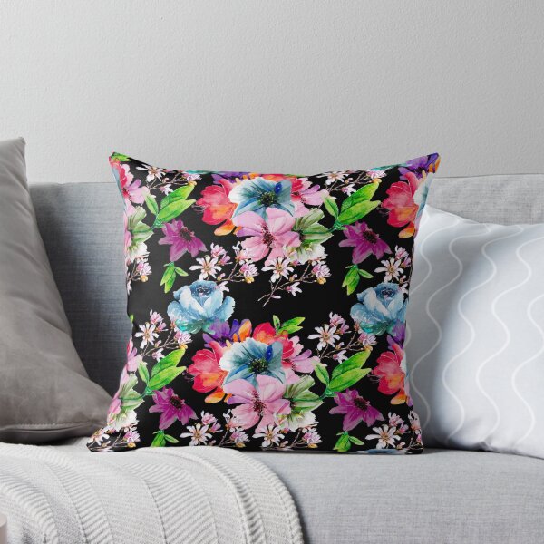 Item preview, Stylish floral night garden, roses and flowers, botanical pattern, flowers illustration, plants pattern, black floral  designed and sold by ZeinabTaha.