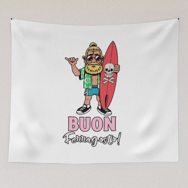Item preview, Buon Ferragosto : Funny skull gangster beach surfer designed and sold by Rodayna Elnaggar.