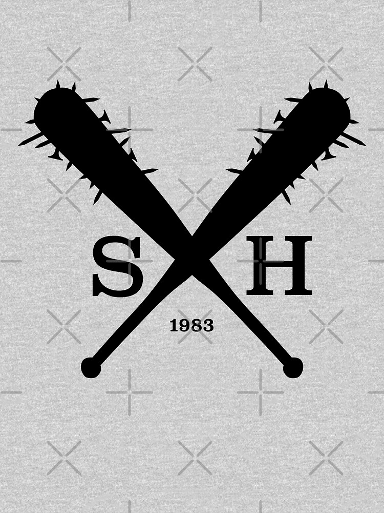 Thumbnail 5 of 5, Toddler Pullover Hoodie, Steve Harrington Baseball Bat Initial Emblem [Black] | Stranger Things designed and sold by tet-design.