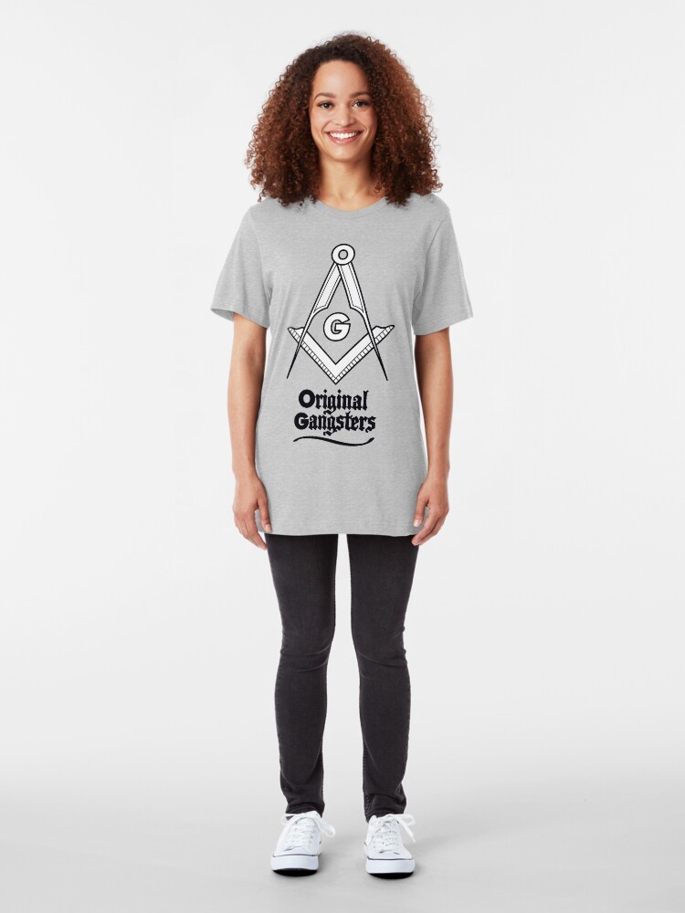 Alternate view of OG - Original Gangsters - Masonic Square & Compass Slim Fit T-Shirt