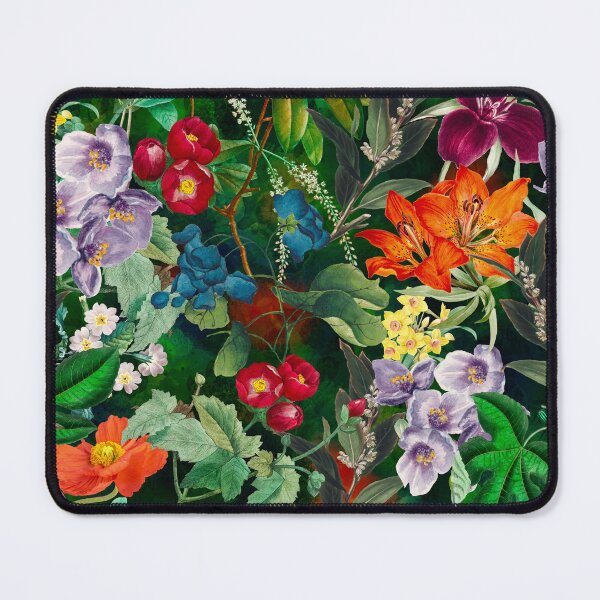 Item preview, Exotic flowers and leaves heaven, leaves and flowers tropical pattern, botanical illustration, dark green floral illustration designed and sold by ZeinabTaha.