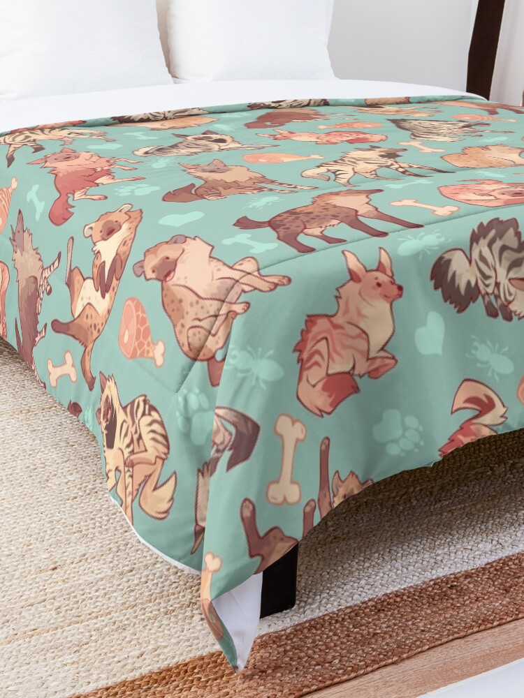 Alternate view of Hyenas in minty Comforter
