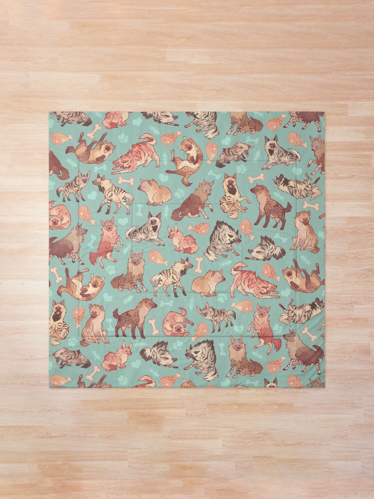 Alternate view of Hyenas in minty Comforter