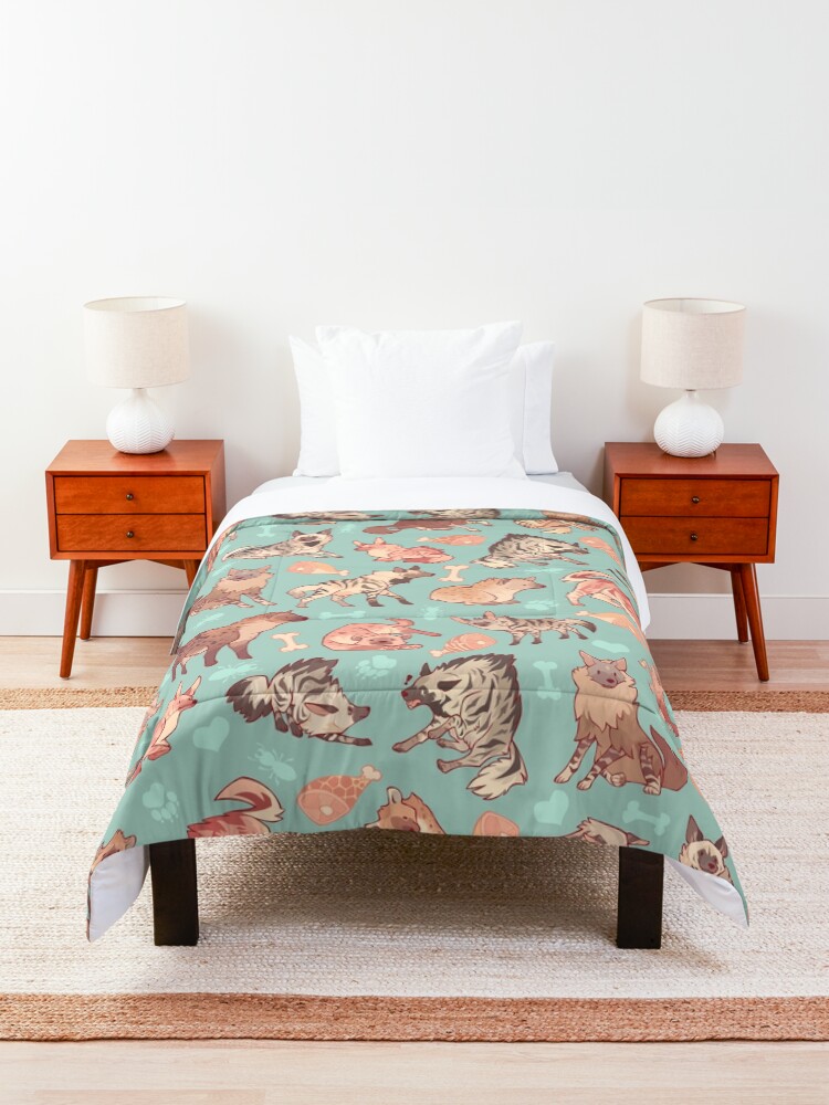 Alternate view of Hyenas in minty Comforter