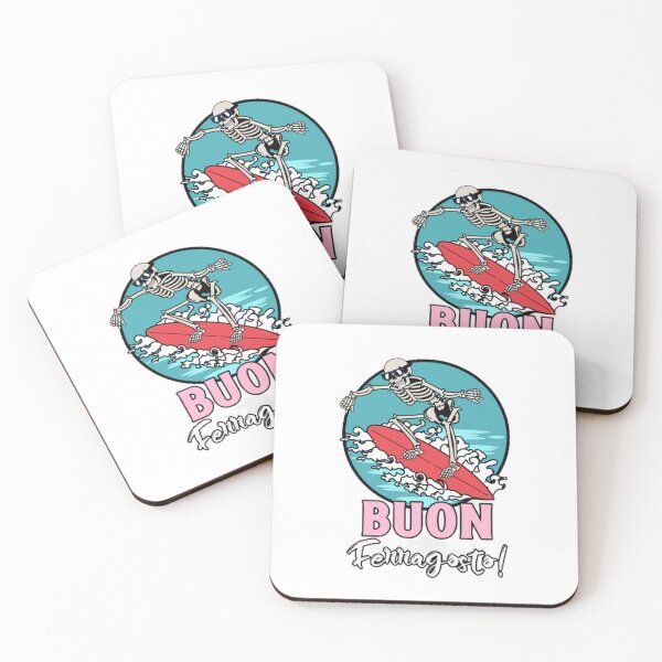 Item preview, Buon Ferragosto : Funny skeleton surfer beach meme sticker designed and sold by Rodayna Elnaggar.