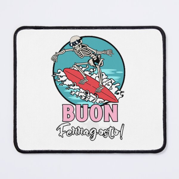 Item preview, Buon Ferragosto : Funny skeleton surfer beach meme sticker designed and sold by Rodayna Elnaggar.
