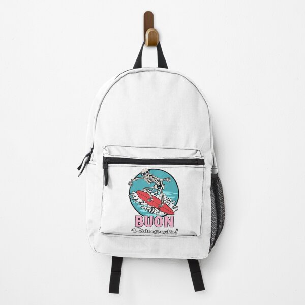 Item preview, Buon Ferragosto : Funny skeleton surfer beach meme sticker designed and sold by Rodayna Elnaggar.