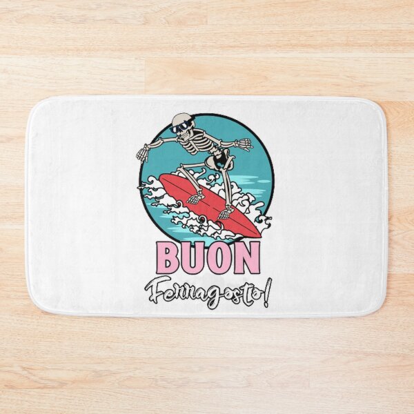 Item preview, Buon Ferragosto : Funny skeleton surfer beach meme sticker designed and sold by Rodayna Elnaggar.