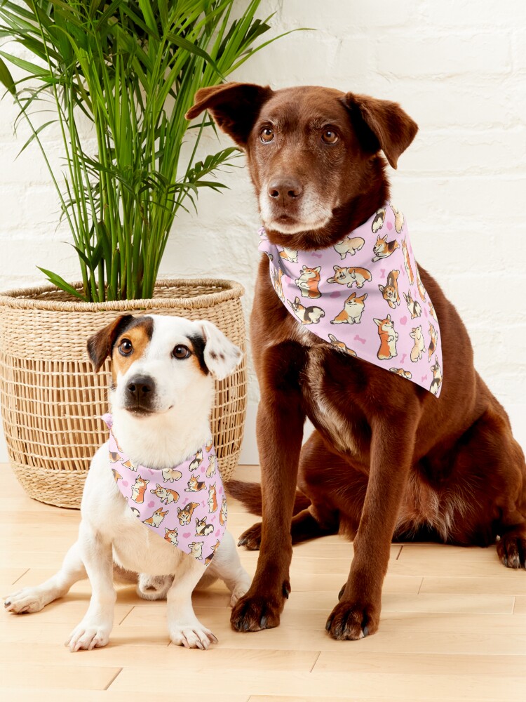 Alternate view of Lovey corgis in pink Pet Bandana
