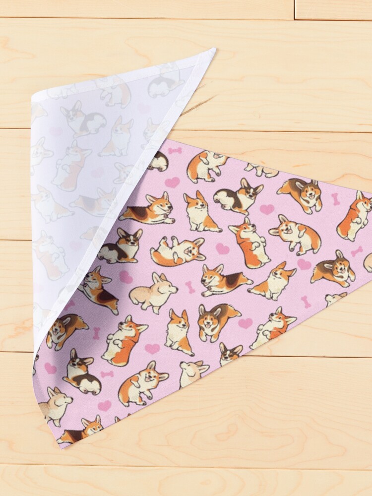 Alternate view of Lovey corgis in pink Pet Bandana