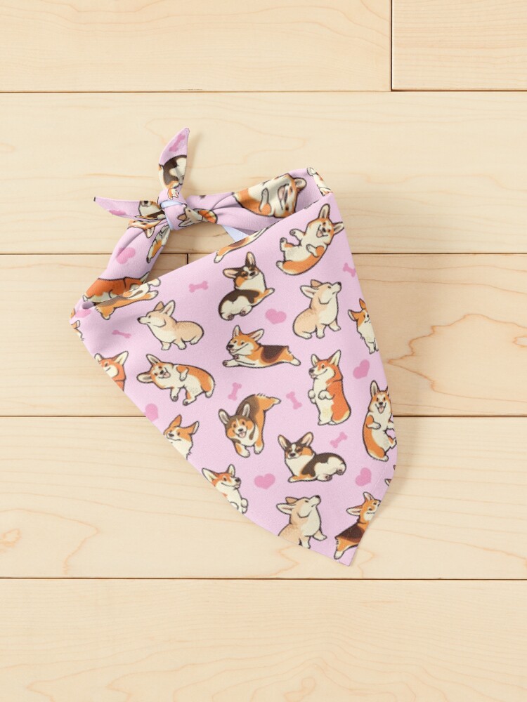 Alternate view of Lovey corgis in pink Pet Bandana